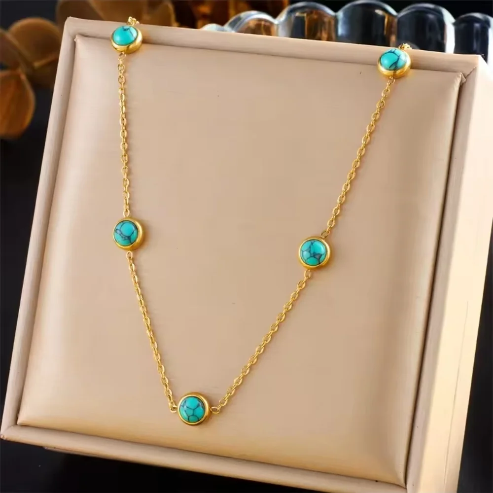 Gold and Turquoise Necklace and Earring Set - Picture 5 of 5